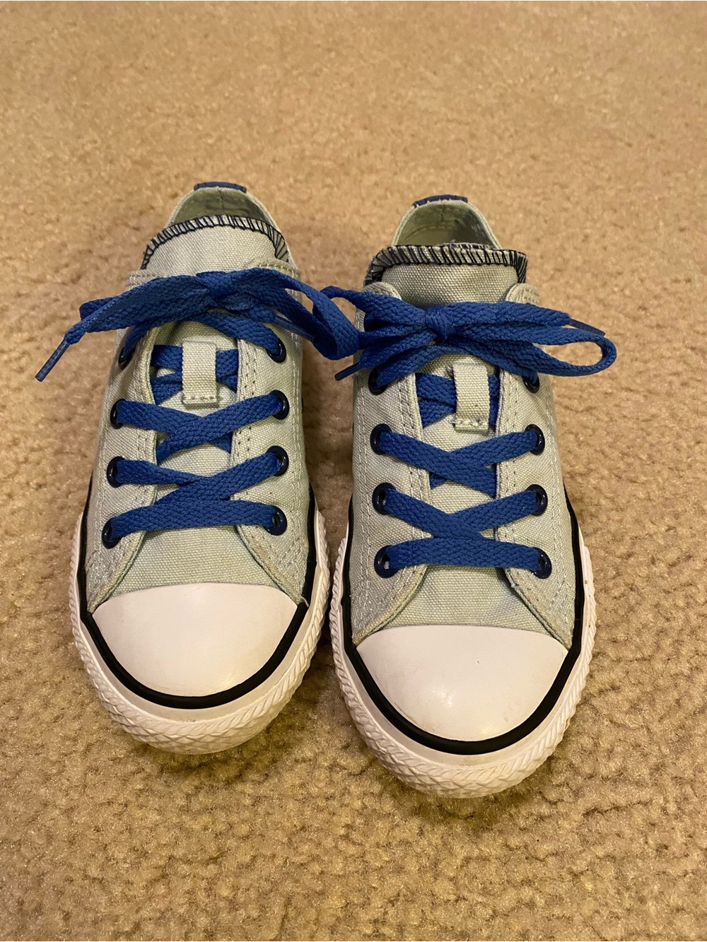 Converse Kids Light Blue Canvas Sneakers with Blue Laces